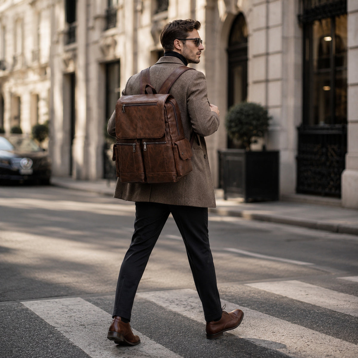 Sac À Dos En Cuir Marron