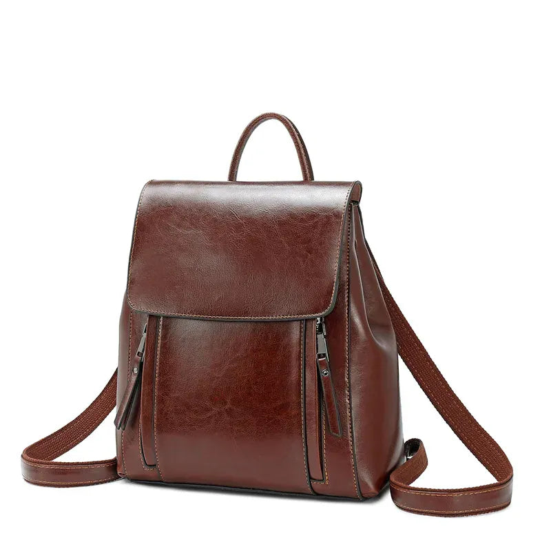 Ma Bagagerie Femme Marron foncé Sac À Dos En Cuir Femme