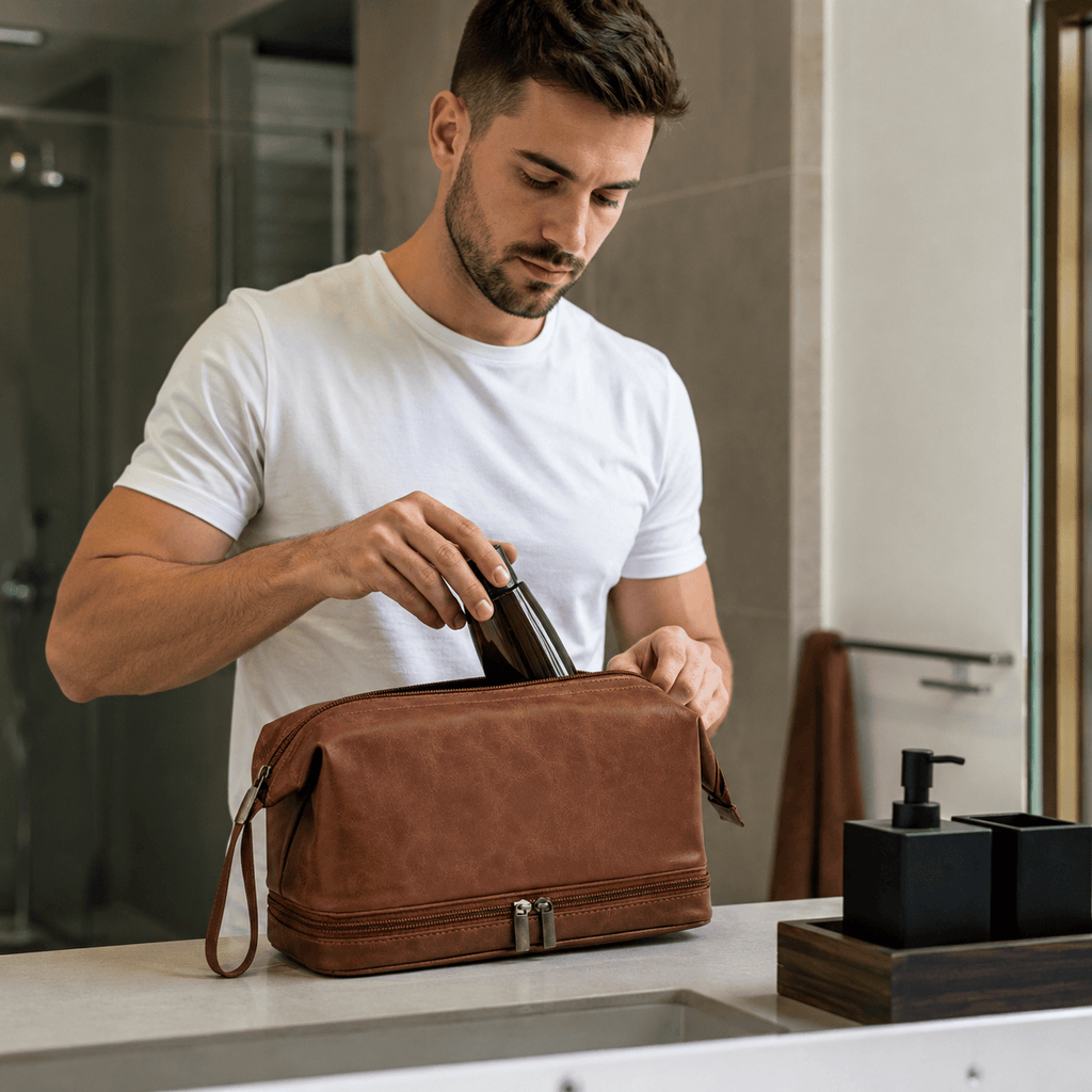 Grande Trousse De Toilette Cuir Homme Élégante