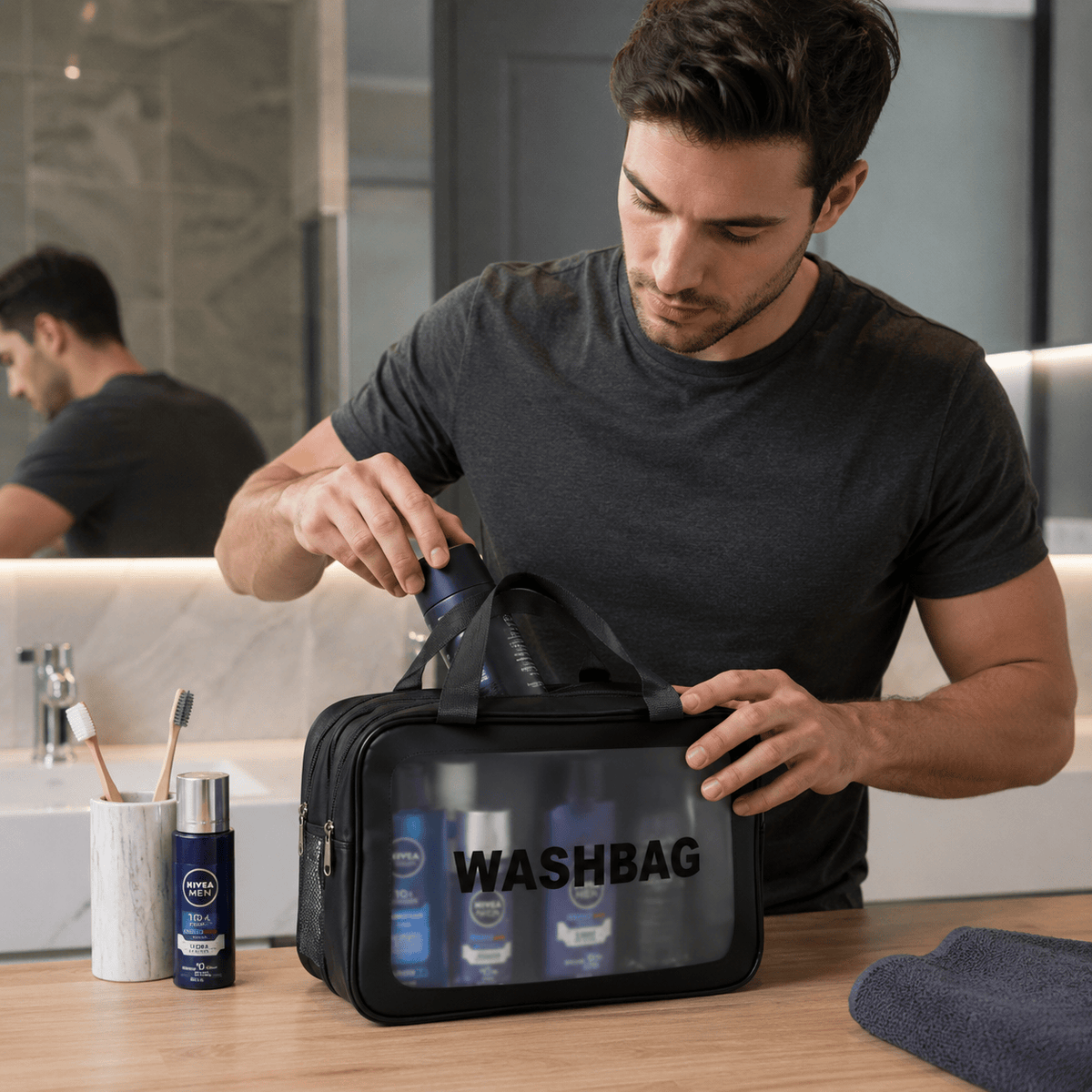 Grande Trousse De Toilette Transparente De Voyage