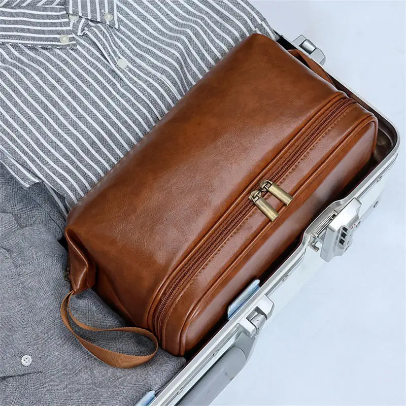 Grande Trousse De Toilette Cuir Homme Élégante