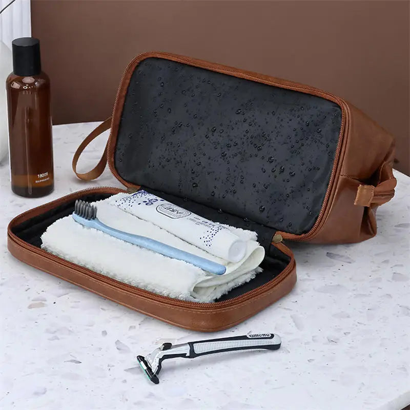 Grande Trousse De Toilette Cuir Homme Élégante