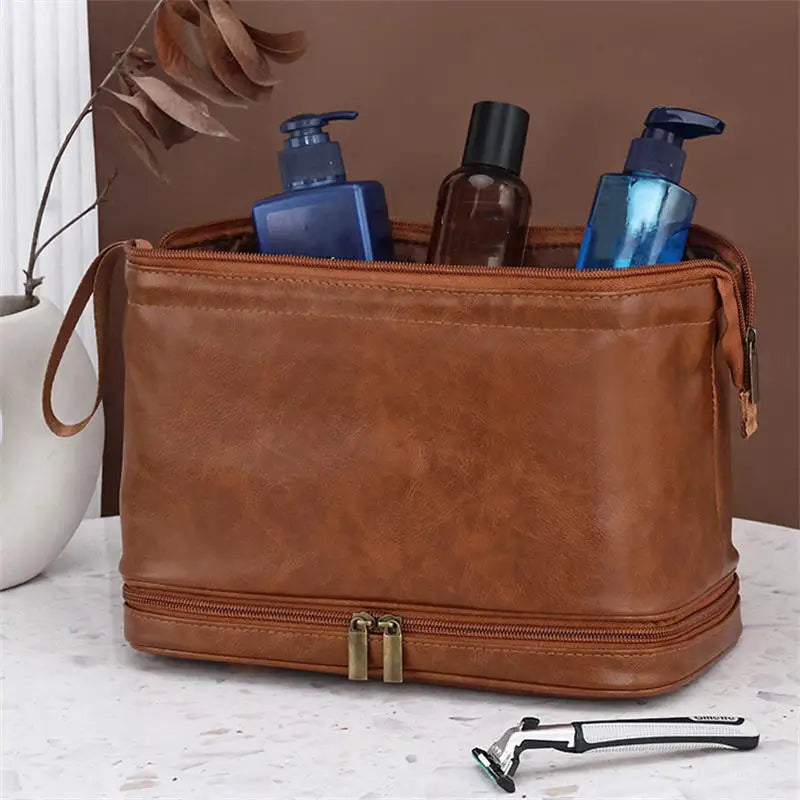 Grande Trousse De Toilette Cuir Homme Élégante