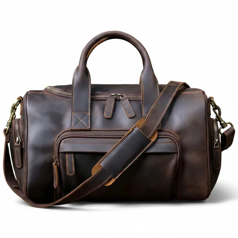 Ma Bagagerie Sac À Main Marron foncé Sac De Voyage En Cuir Vintage Homme