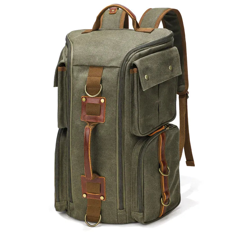 Ma Bagagerie Sac En Cuir Vert kaki Grand Sac À Dos En Cuir