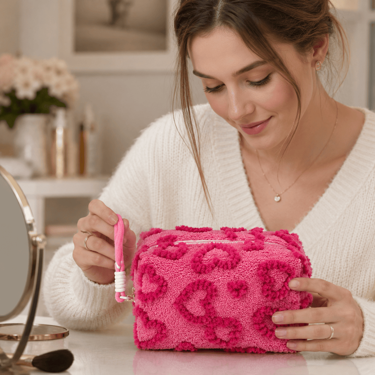 Petite Trousse De Toilette Femme En Peluche