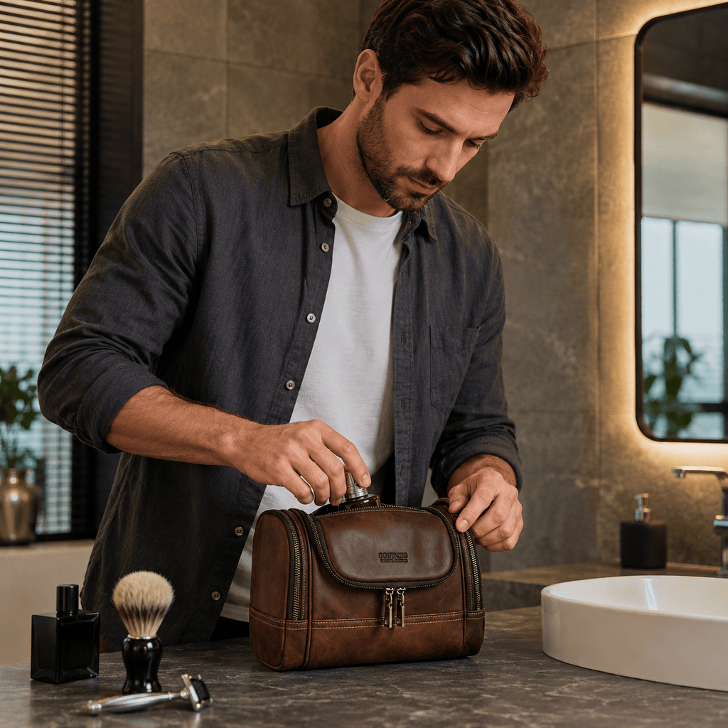 Grande Trousse De Toilette Cuir Homme Vintage