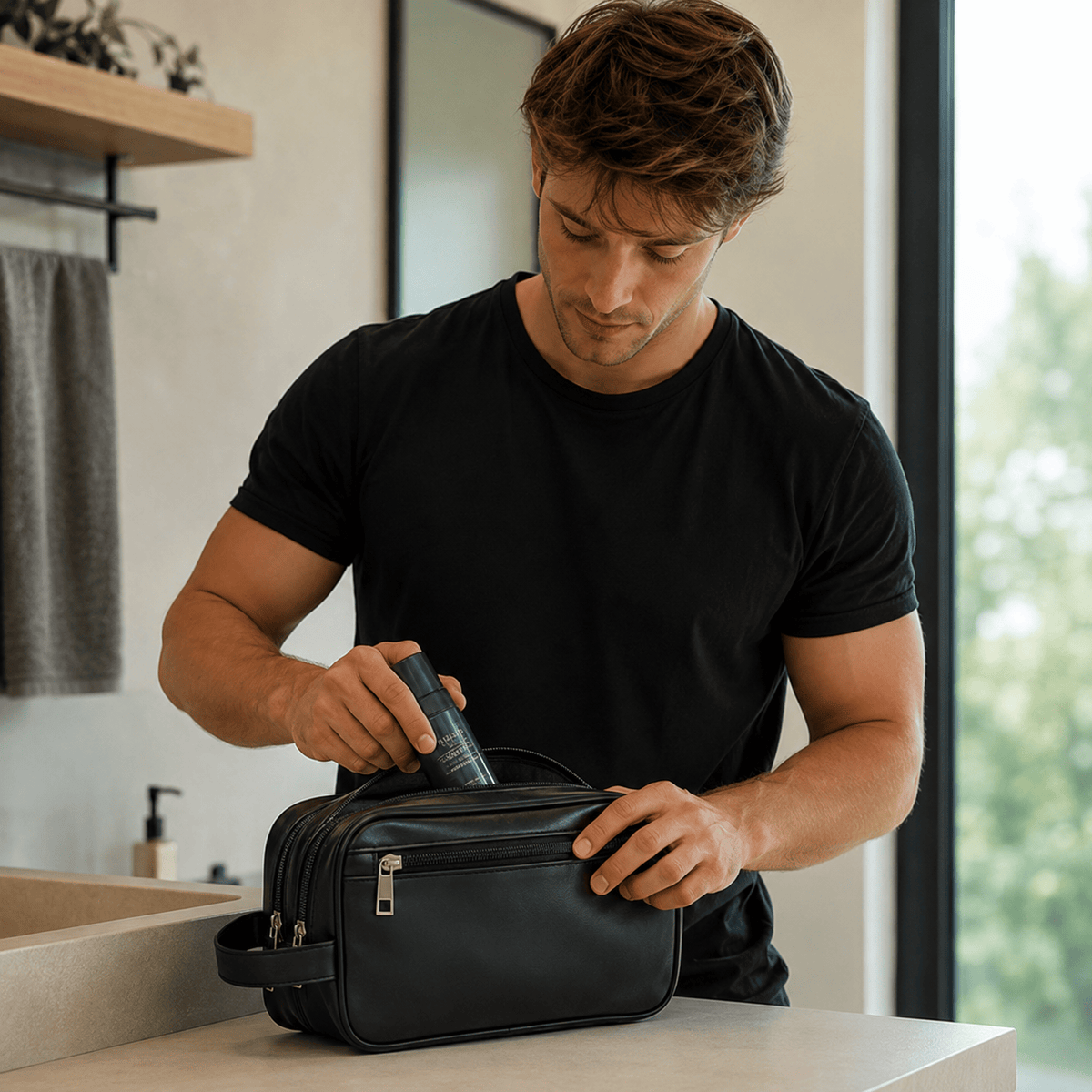 Trousse De Toilette Cuir Pour Homme