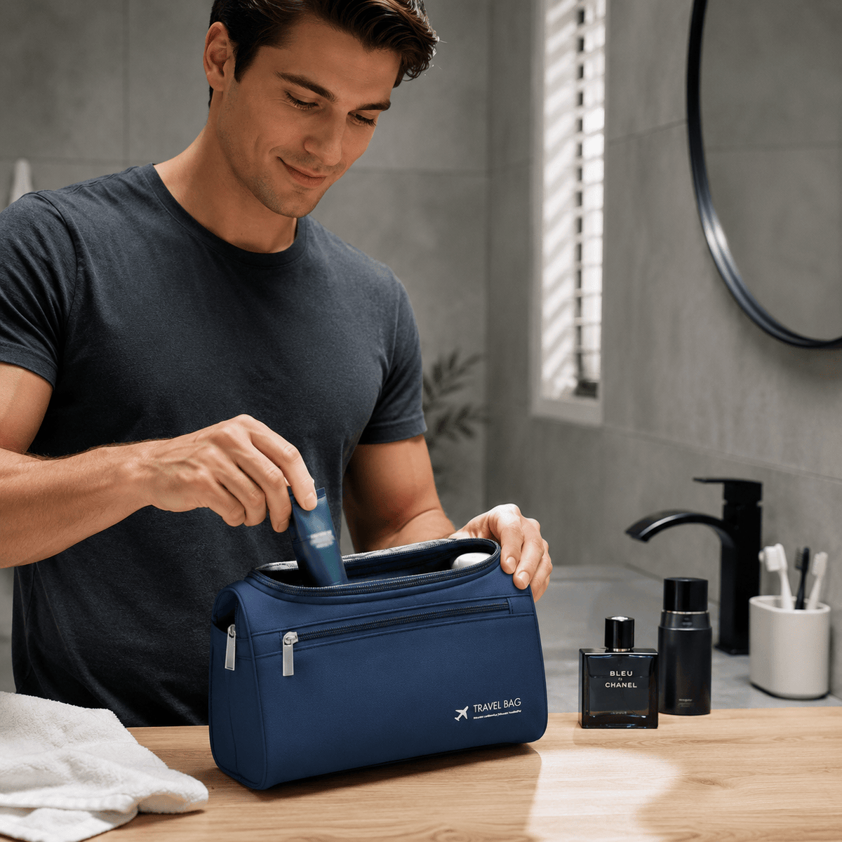 Trousse de Toilette pour Homme en Simili